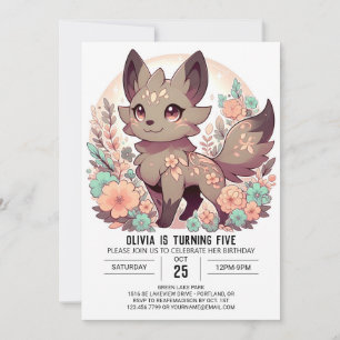 Adorable Simple Wolf Digital Birthday Invitation