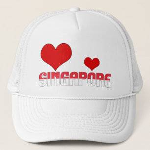 Adorable Singapore Flag Hearts Patriotic Trucker Hat