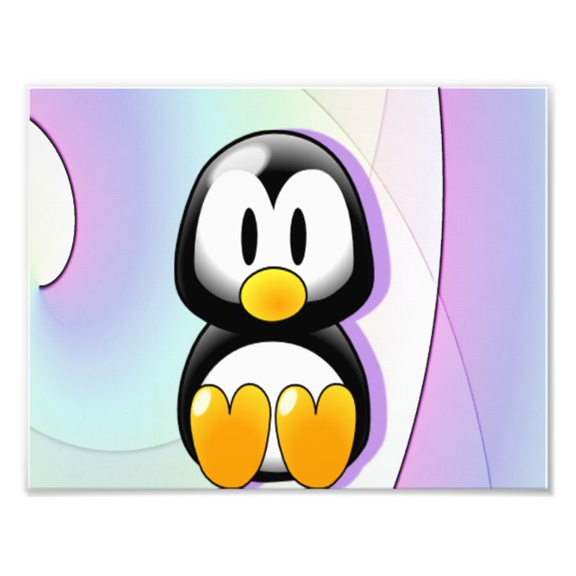 Adorable Sitting Cartoon Penguin Photo Print (Front)