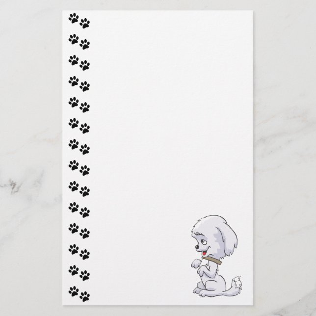 Adorable Sitting Up Puppy Stationery (Front)