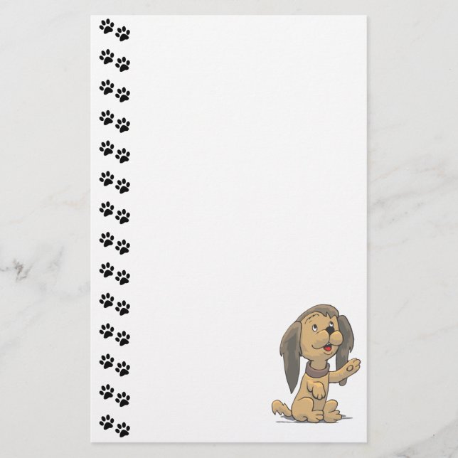 Adorable Sitting Up Puppy Stationery (Front)