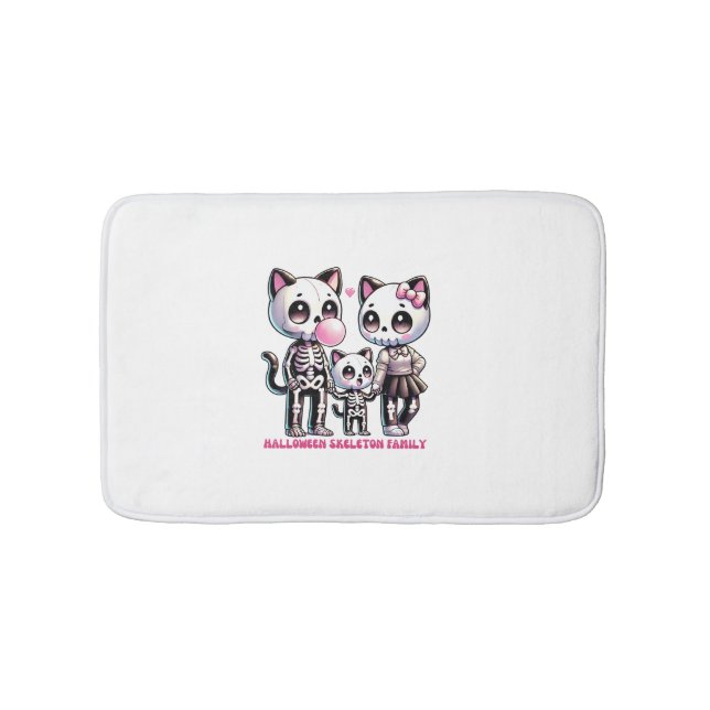 Adorable Skeleton Cat Family with Bubble gum Fun H Bath Mat (Front)
