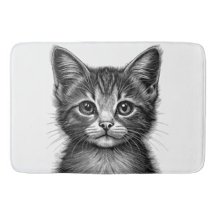 Adorable Sketch of Young Cat   Bath Mat