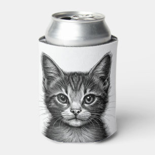 Adorable Sketch of Young Cat Can Cooler