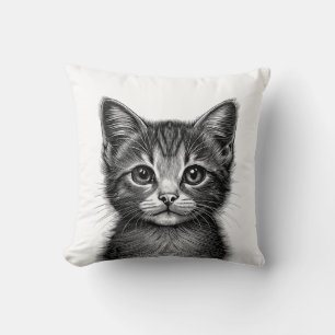 Adorable Sketch of Young Cat Cushion
