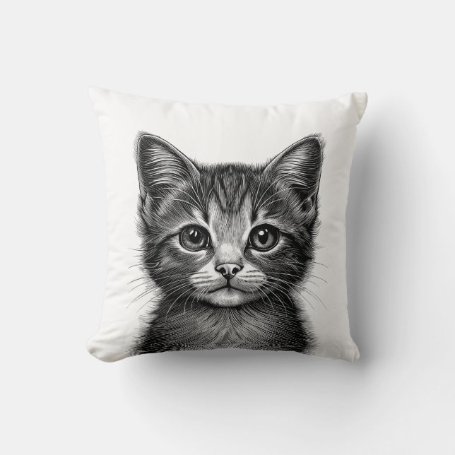 Adorable Sketch of Young Cat   Cushion (Front)