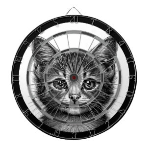Adorable Sketch of Young Cat   Dartboard