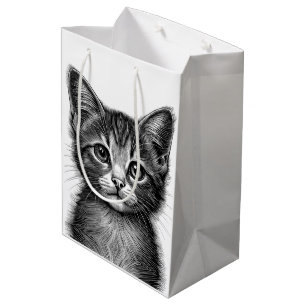 Adorable Sketch of Young Cat Medium Gift Bag