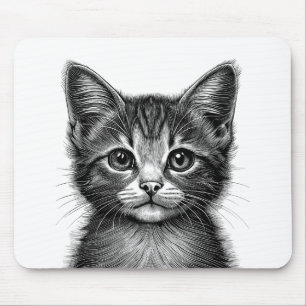 Adorable Sketch of Young Cat Mouse Pad