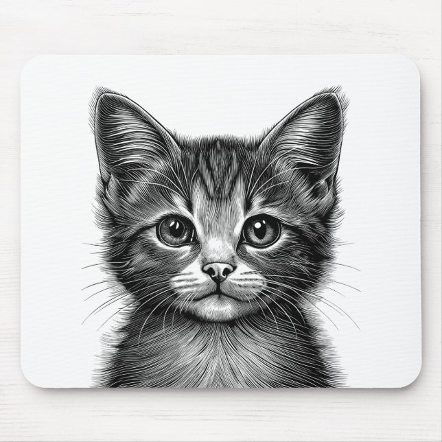 Adorable Sketch of Young Cat   Mouse Pad (Front)