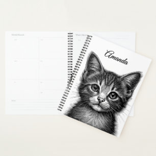 Adorable Sketch of Young Cat Personal Planner