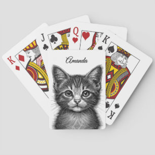 Adorable Sketch of Young Cat Personal Playing Cards