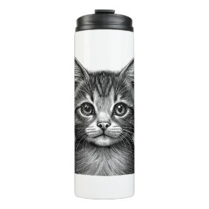 Adorable Sketch of Young Cat   Thermal Tumbler