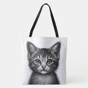 Adorable Sketch of Young Cat   Tote Bag