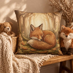 Adorable Sleeping Fox Forest Animals Cushion