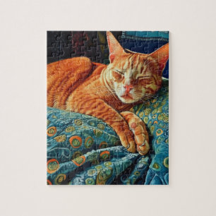 Adorable Sleeping Ginger Cat Jigsaw Puzzle