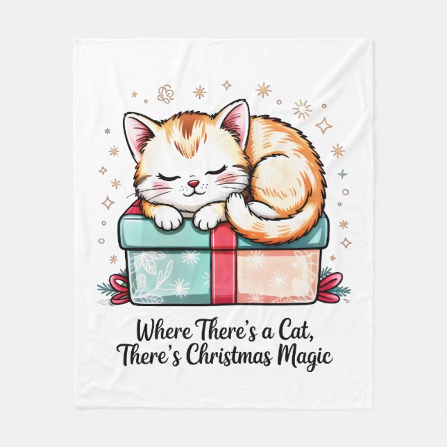 Adorable Sleeping Kitten - Cozy Winter Gift Fleece Blanket (Front)