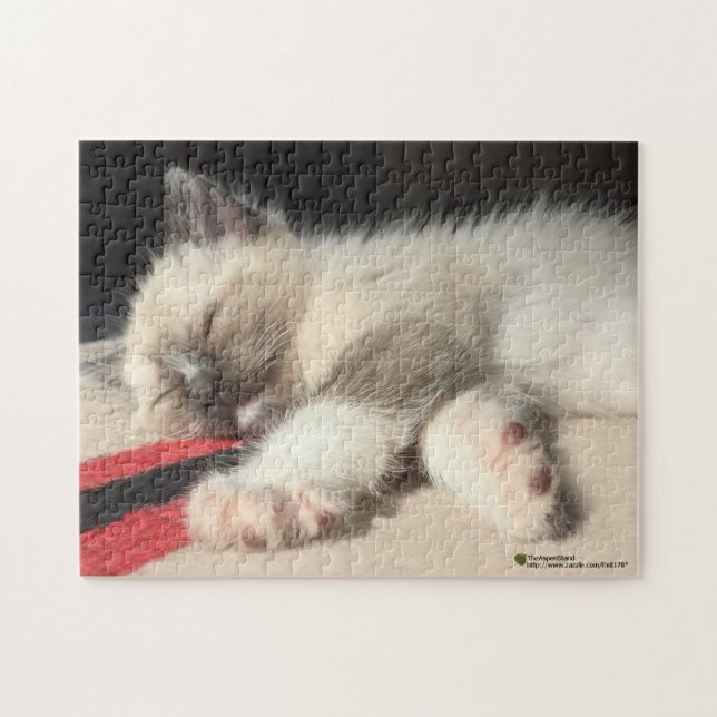 Adorable Sleeping Kitten Photograph Jigsaw Puzzle (Horizontal)