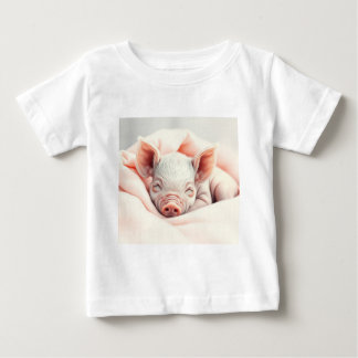 Adorable Sleeping Piglet in a Blanket Baby T-Shirt