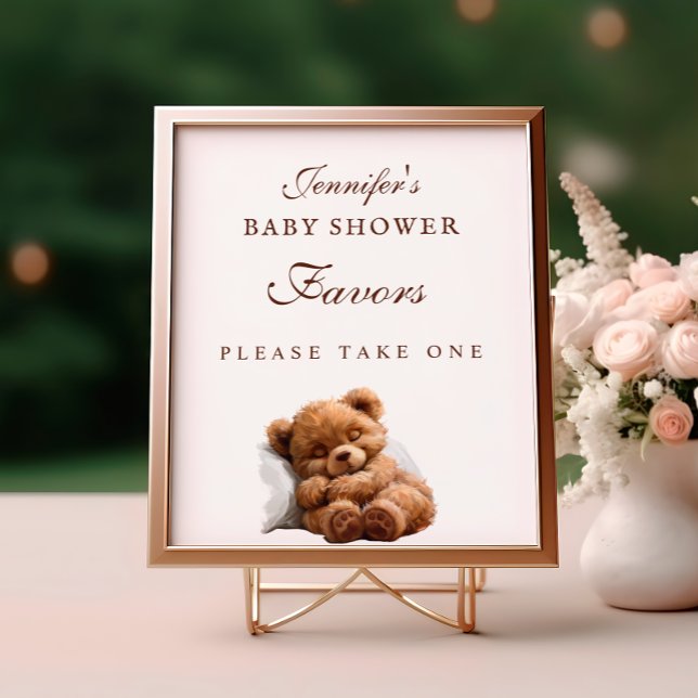 Adorable Sleeping Teddy Bear Baby Shower Favours S Poster (Creator Uploaded)