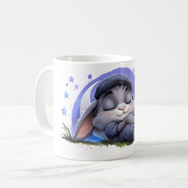 Adorable Sleepy Bunny Mug (Front Left)