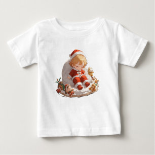 Adorable Sleepy Santa Fine Jersey Baby T-Shirt