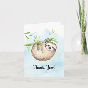 Adorable Sloth Animals Baby Shower Thank You Note Card