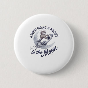 Adorable Sloth Astronaut Riding 6 Cm Round Badge