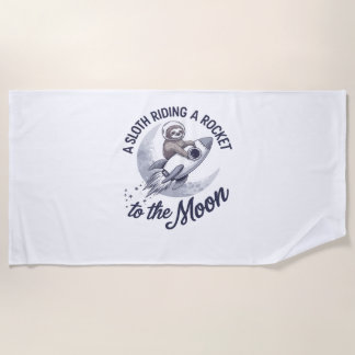 Adorable Sloth Astronaut Riding Beach Towel