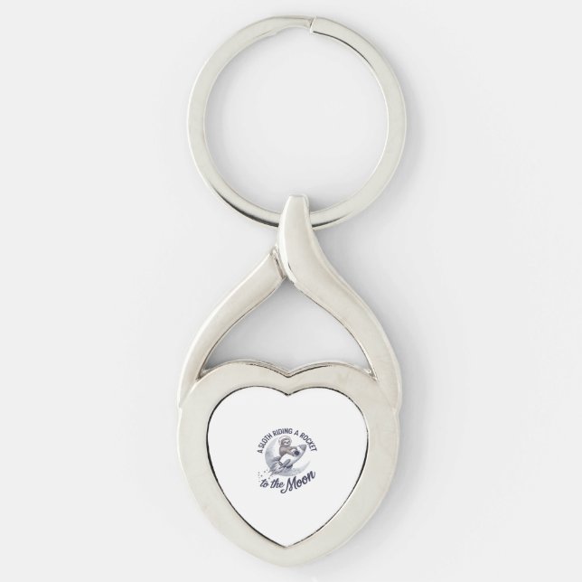 Adorable Sloth Astronaut Riding Key Ring (Front)