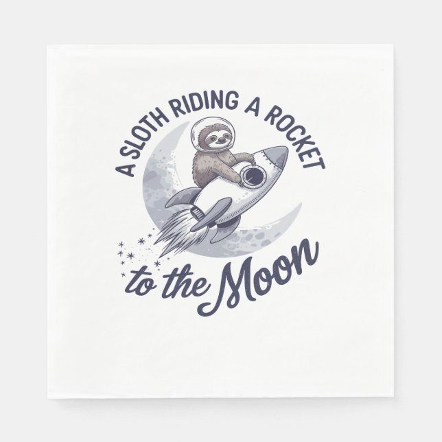 Adorable Sloth Astronaut Riding Napkin (Front)
