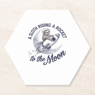 Adorable Sloth Astronaut Riding Paper Coaster