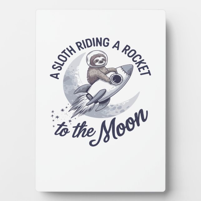 Adorable Sloth Astronaut Riding Plaque (Front)