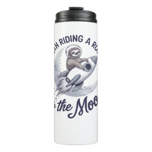 Adorable Sloth Astronaut Riding Thermal Tumbler