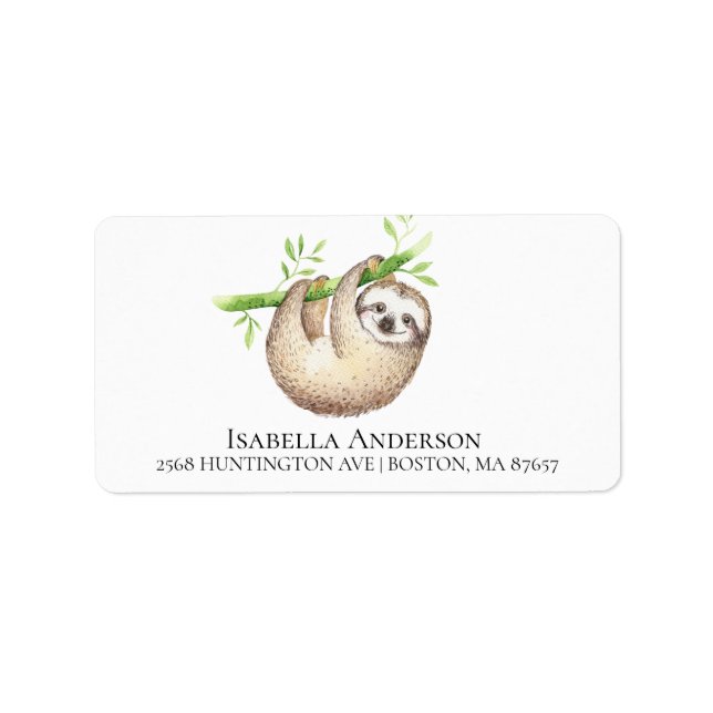 Adorable Sloth Baby Boy Shower Address Label (Front)