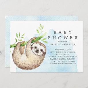 Adorable Sloth Baby Shower Invitation