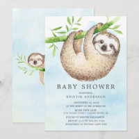 Adorable Sloth Baby Shower Invitation