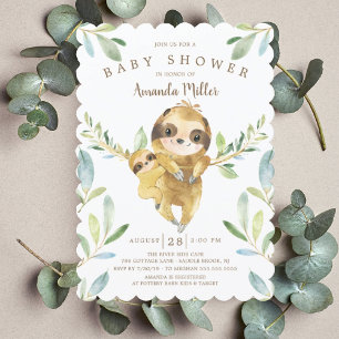 Adorable Sloth Baby Shower Invitation