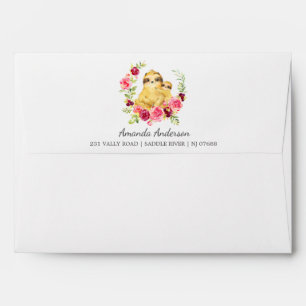 Adorable Sloth Boy Baby Shower Envelope