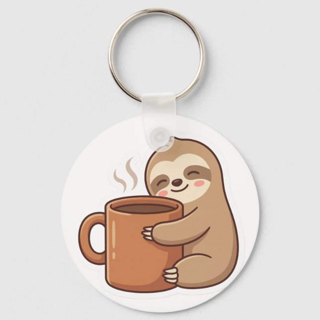 Adorable Sloth Coffee Keychain | Bag Charm Accesso (Front)