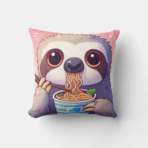 Adorable Sloth Eating Ramen Cushion