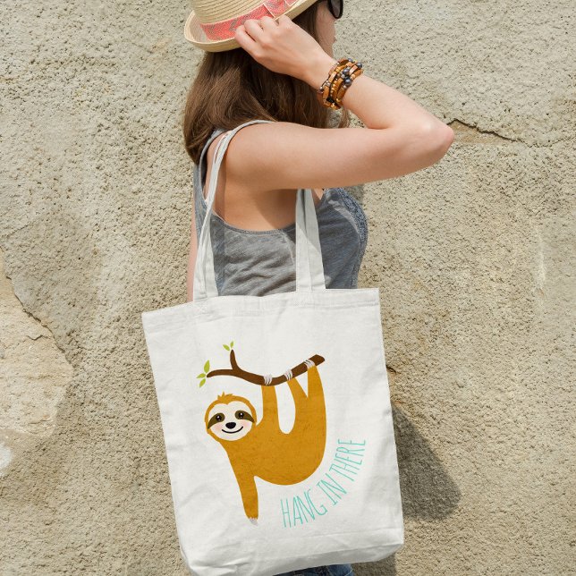 Adorable Sloth "Hang in There" Tote Bag (Creator Uploaded)