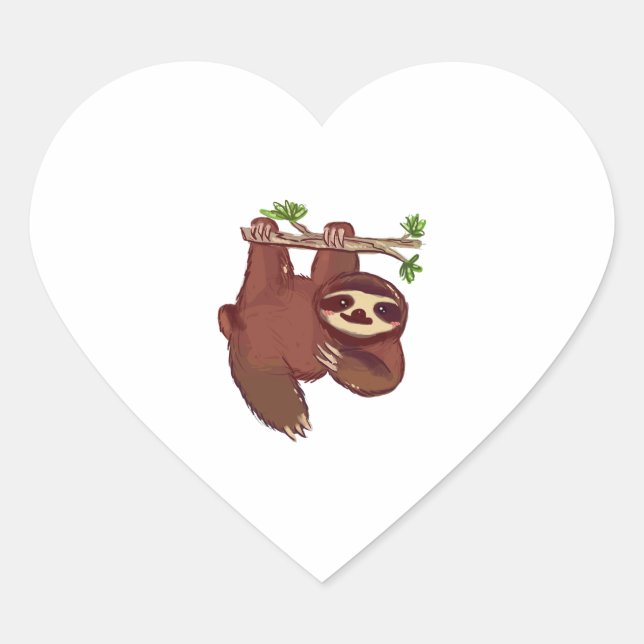 Adorable Sloth  Heart Sticker (Front)