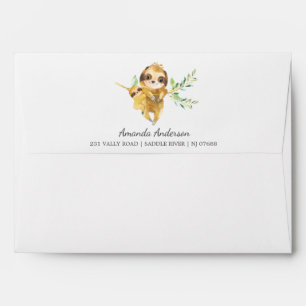 Adorable Sloth Neutral  Baby Shower Envelope