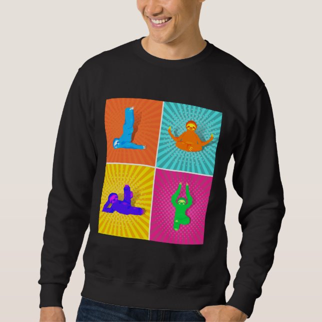 Adorable Sloth Practicing Yoga And Meditating Retr Sweatshirt (Front)