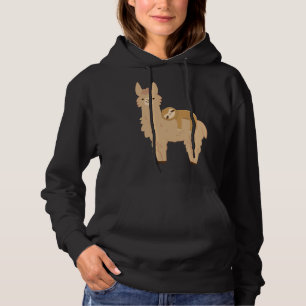 Adorable Sloth Relaxing On A Llama Funny Llama Slo Hoodie