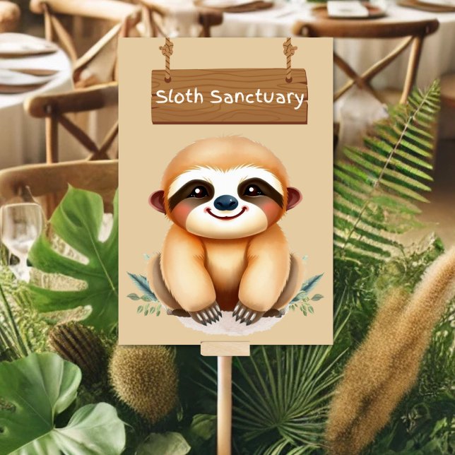 Adorable Sloth Sanctuary Jungle Safari Table Sign Number (Creator Uploaded)