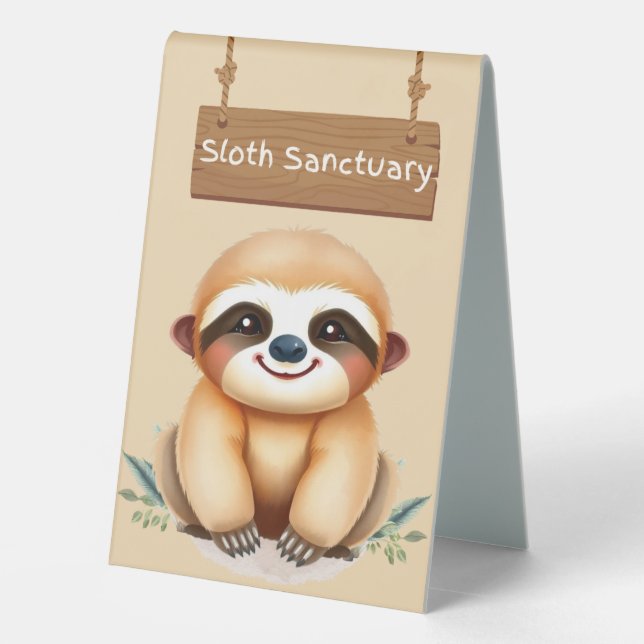 Adorable Sloth Sanctuary Table Sign (Back)