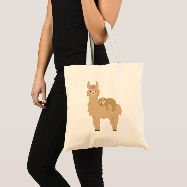 Adorable Sloth Sleeping on a Llama Tote Bag (Front (Product))
