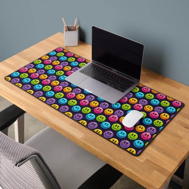 "Adorable Smile Emoji Pattern Collection" Desk Mat (Office 2)
